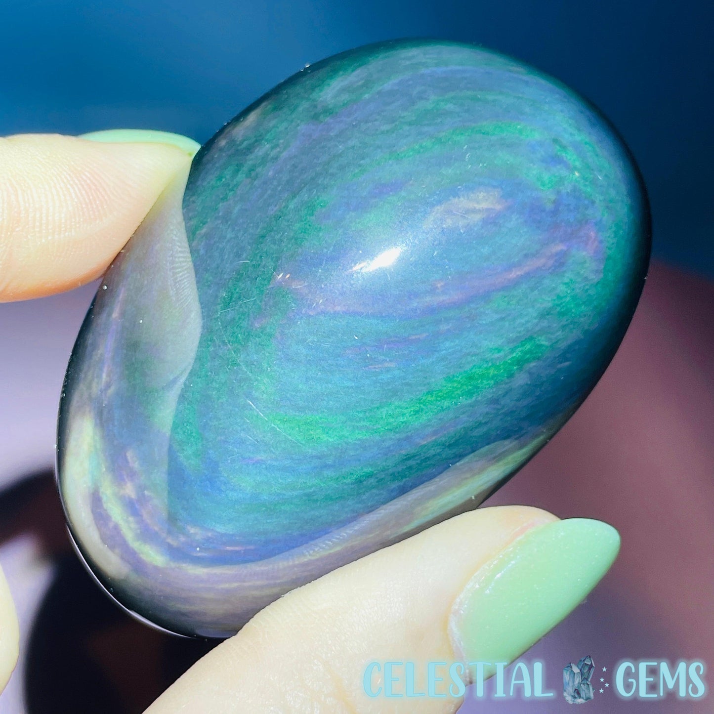 Rainbow Obsidian Palmstone (Video)