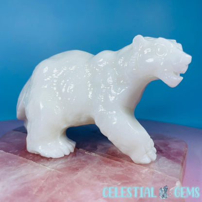 White Jade Polar Bear Medium Carving