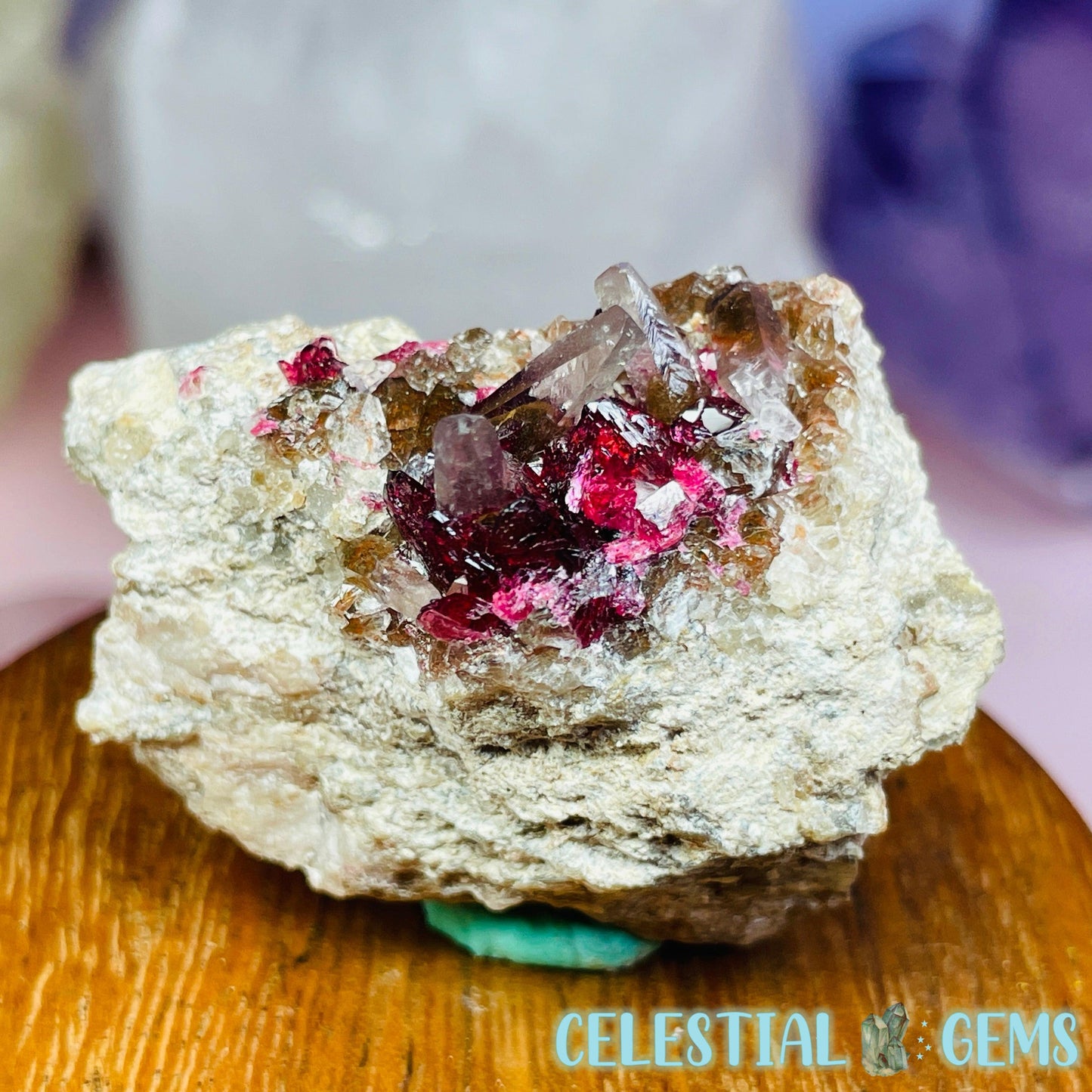 EXTREMELY RARE Bou Azzer Roselite + Calcite on Matrix Mini Specimen M