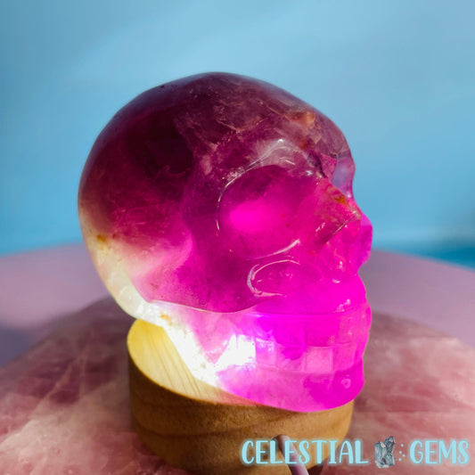 Pink Candy Fluorite Skull Medium Carving