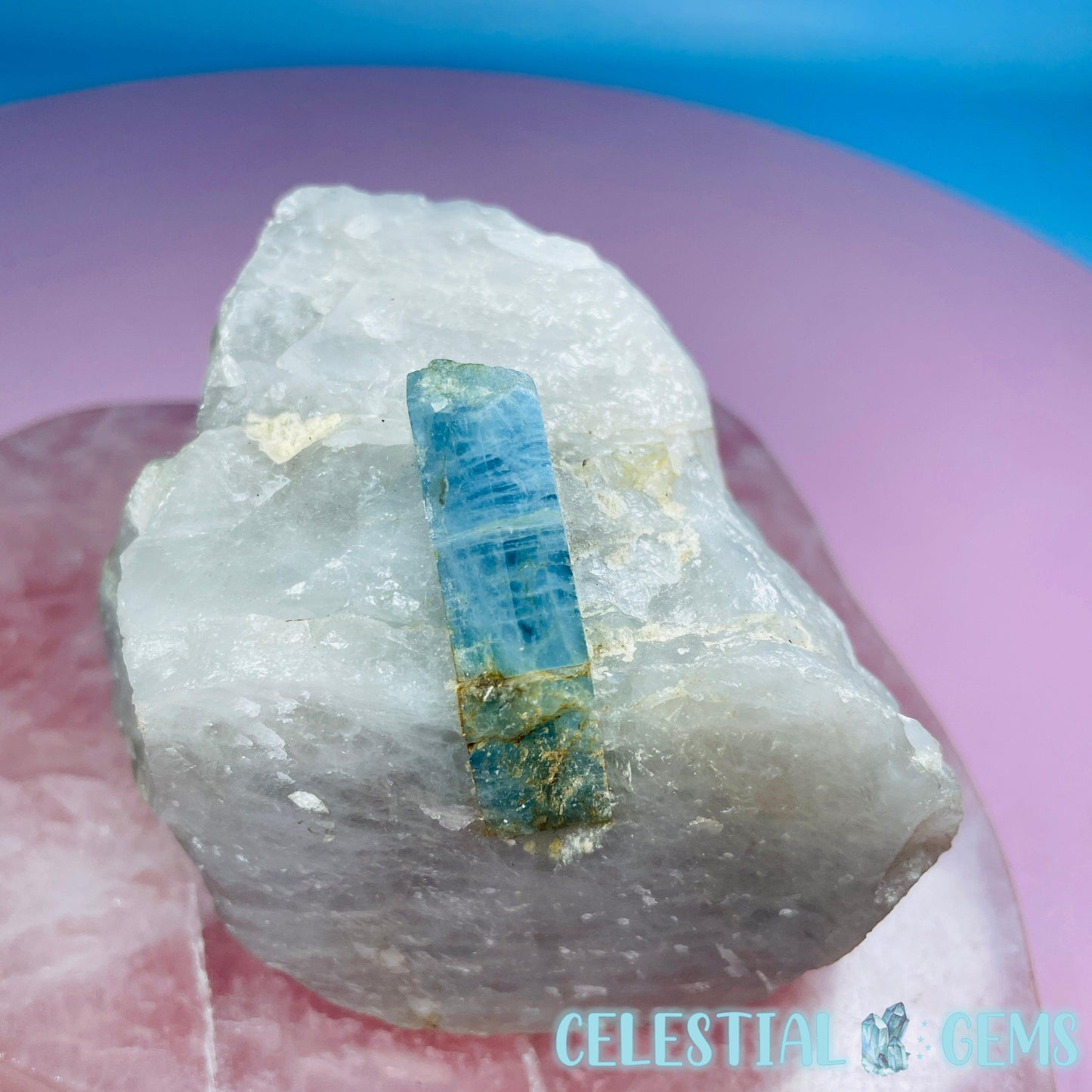 Aquamarine Specimen in Smoky Quartz Large Raw Chunk