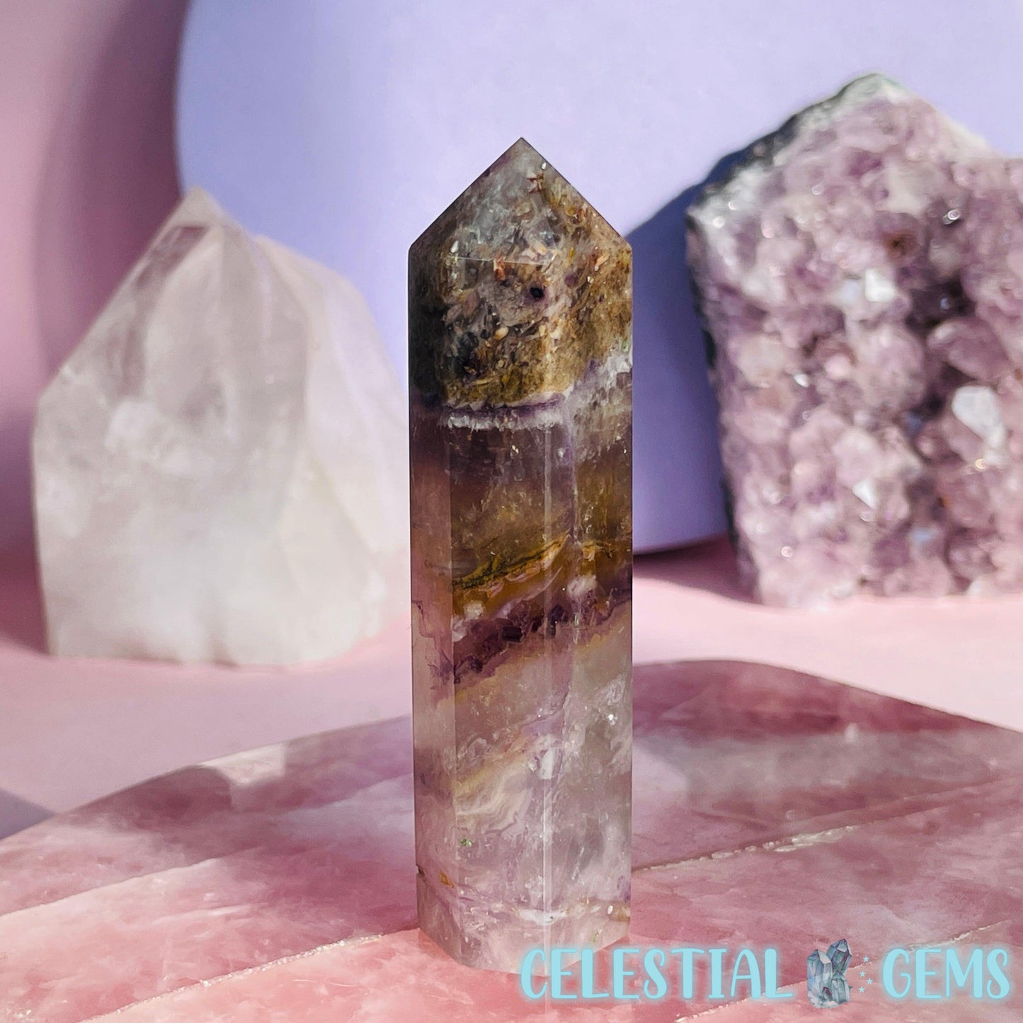 Phantom Purple + Yellow Fluorite Small Tower