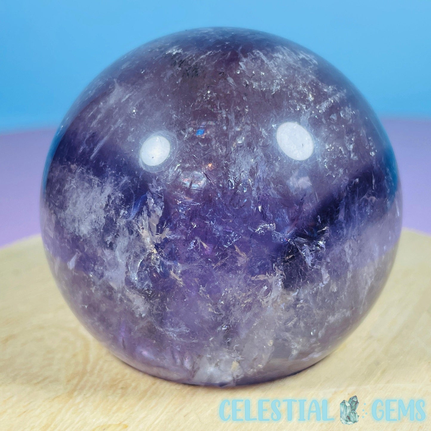 High Grade 'Trapiche' Phantom Amethyst Medium Sphere (Video)