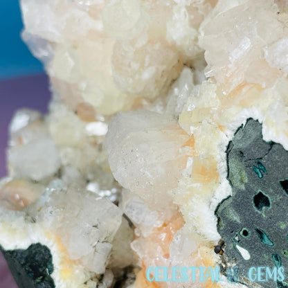 Peach Heulandite + Calcite Cluster Geode Standing Large Freeform