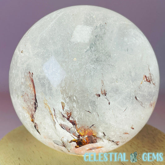 White Quartz + Hematite Inclusion Large Sphere