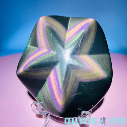 Rainbow Obsidian Star Medium Carving (Video)