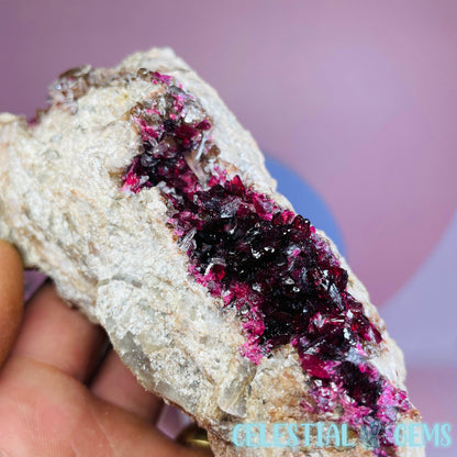 EXTREMELY RARE Bou Azzer Roselite + Calcite on Matrix Large Specimen (Multiple Pockets)