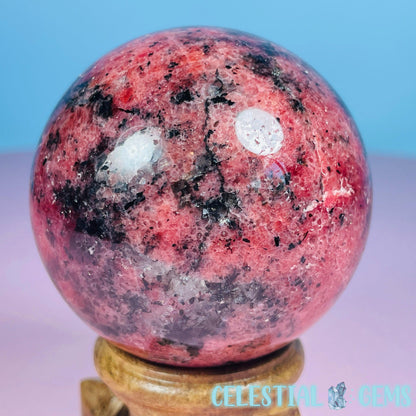 High Grade Rhodonite + Quartz Medium Sphere (Video)