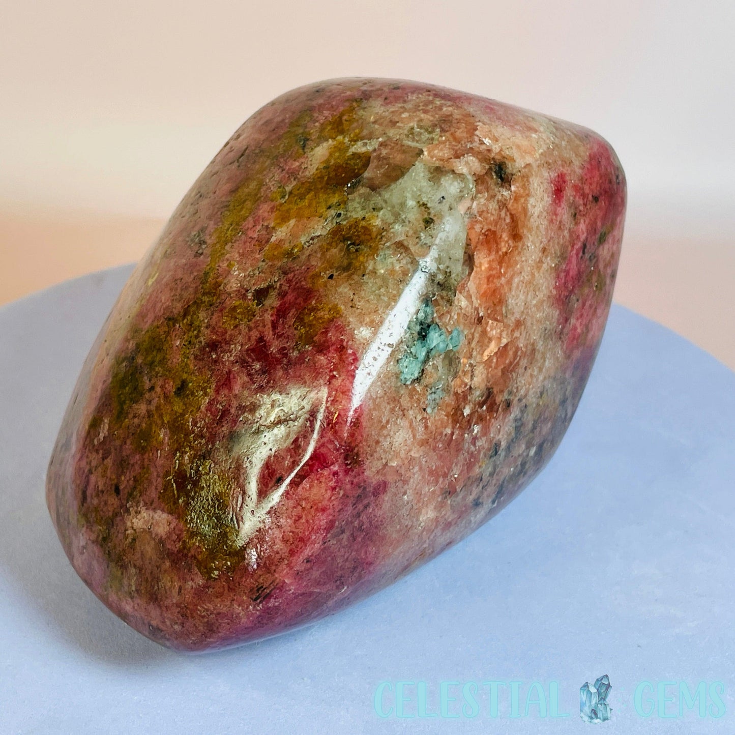 Rare High Grade Gem Rhodonite Medium Freeform (Indicolite + Spessartine Garnet Inclusions!)