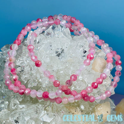 Rhodonite + Quartz Faceted 4mm Bracelet