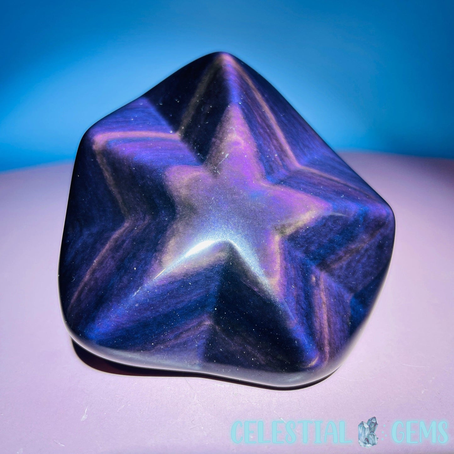 Rainbow Obsidian Star Medium Carving (Video)