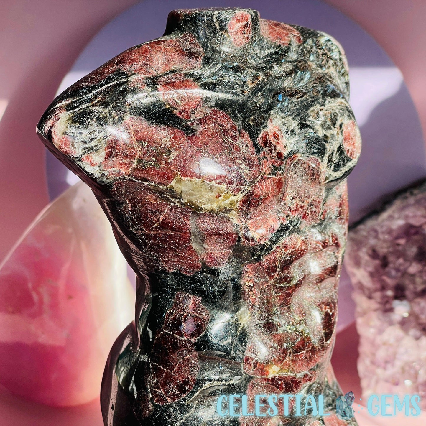 Garnet in Astrophyllite Male Body Large Carving