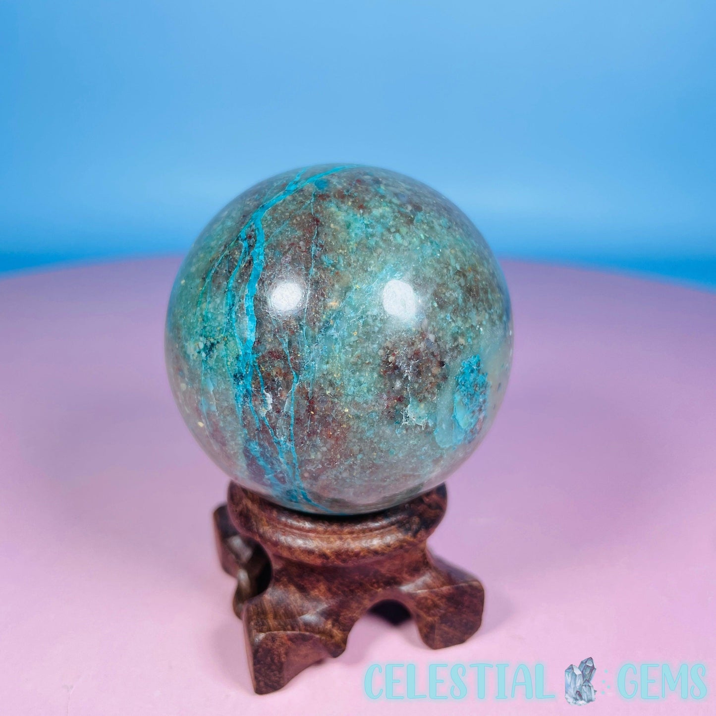 Chrysocolla + Shattuckite Medium Sphere