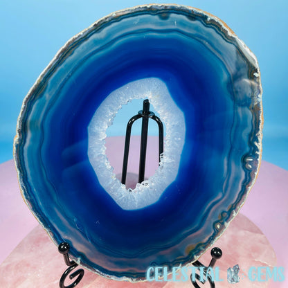 Druzy Blue Dyed Agate Large Polished Slice