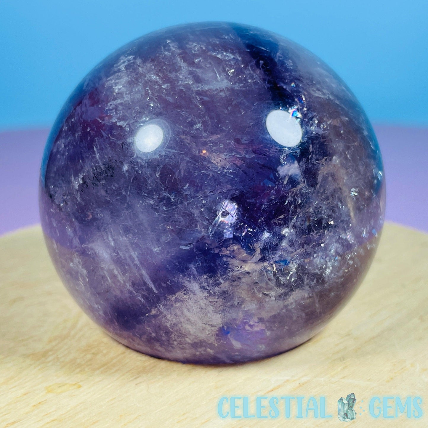 High Grade 'Trapiche' Phantom Amethyst Medium Sphere (Video)