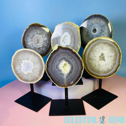 Druzy Agate Geode Half on Metal Stand