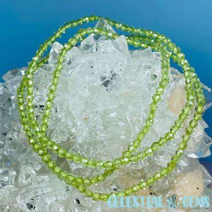 High Grade Peridot Faceted 3mm Bracelet