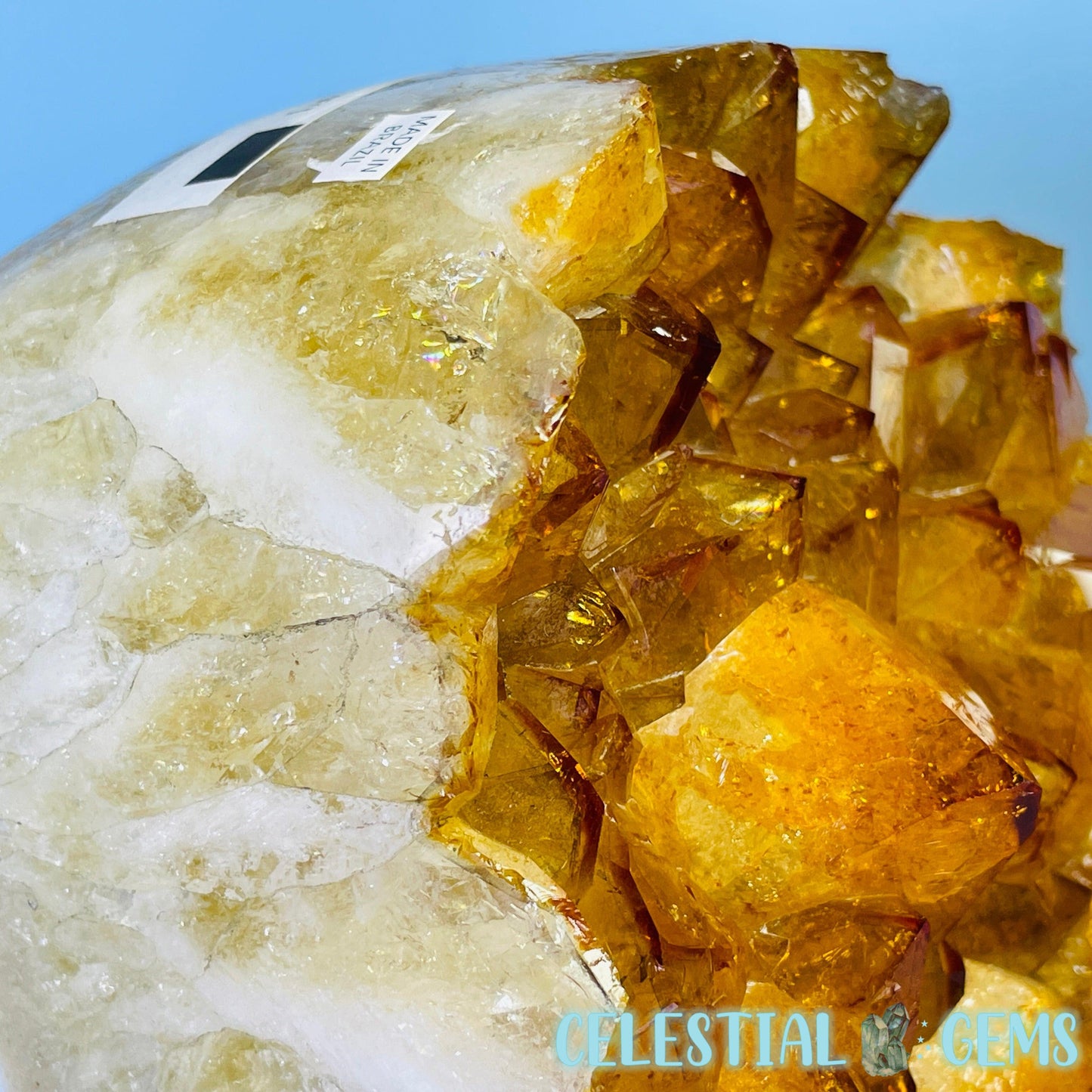 High Quality Citrine (HT) Polished Large Cluster on Metal Stand