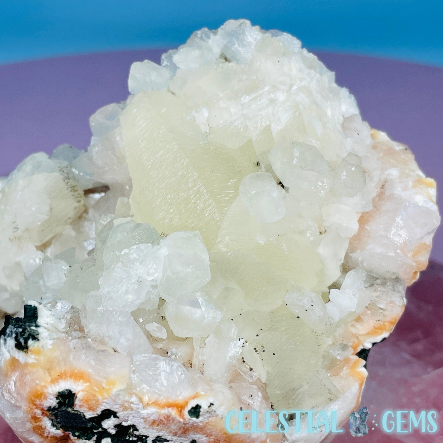 Peach Heulandite + Calcite Cluster Geode Medium Standing Freeform