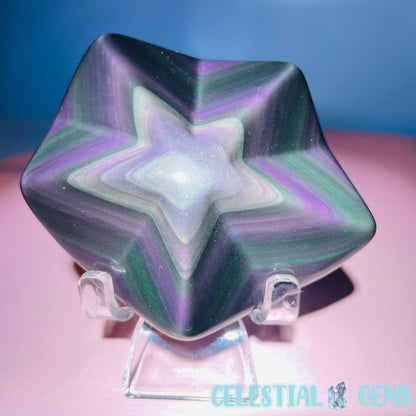 Rainbow Obsidian Star Medium Carving (Video)