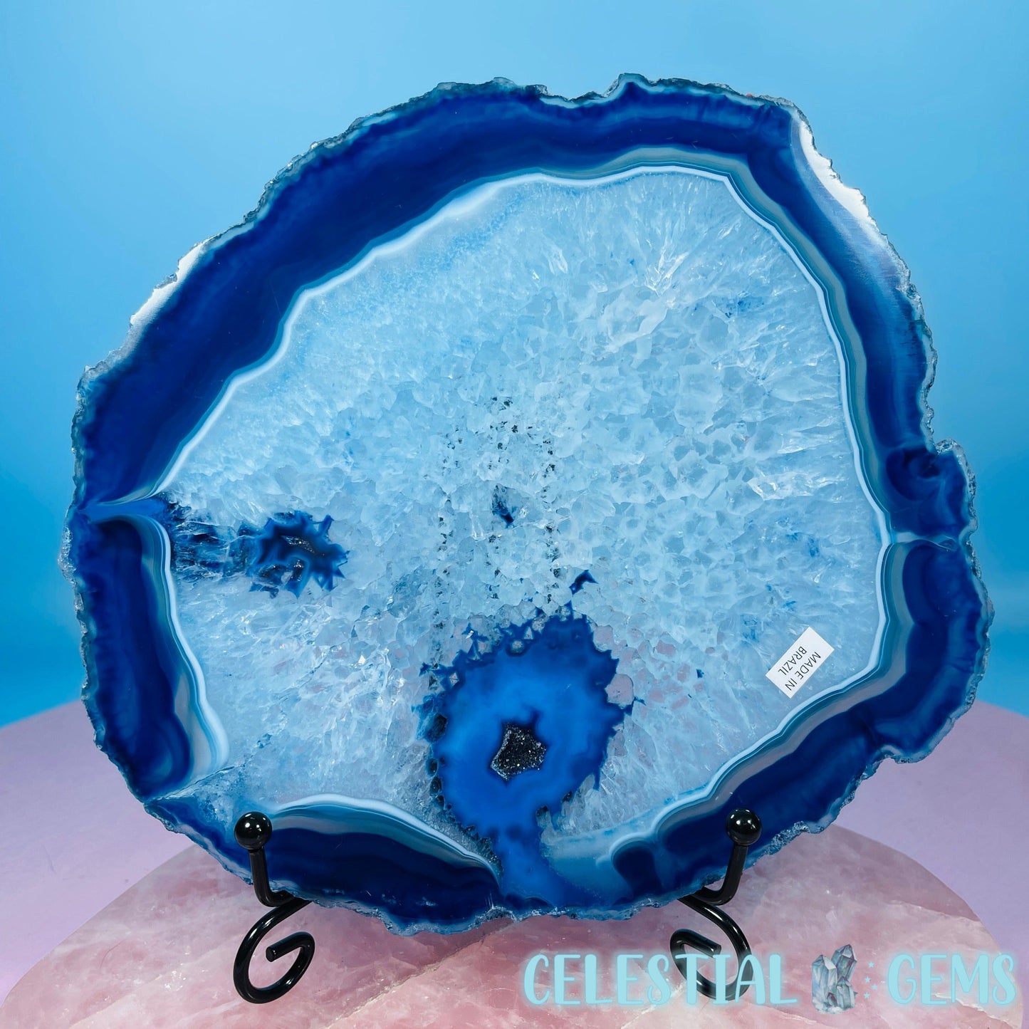 Blue Dyed Agate Large Polished Slice