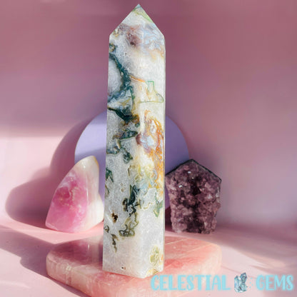 Crystalline Moss Agate Large Tower