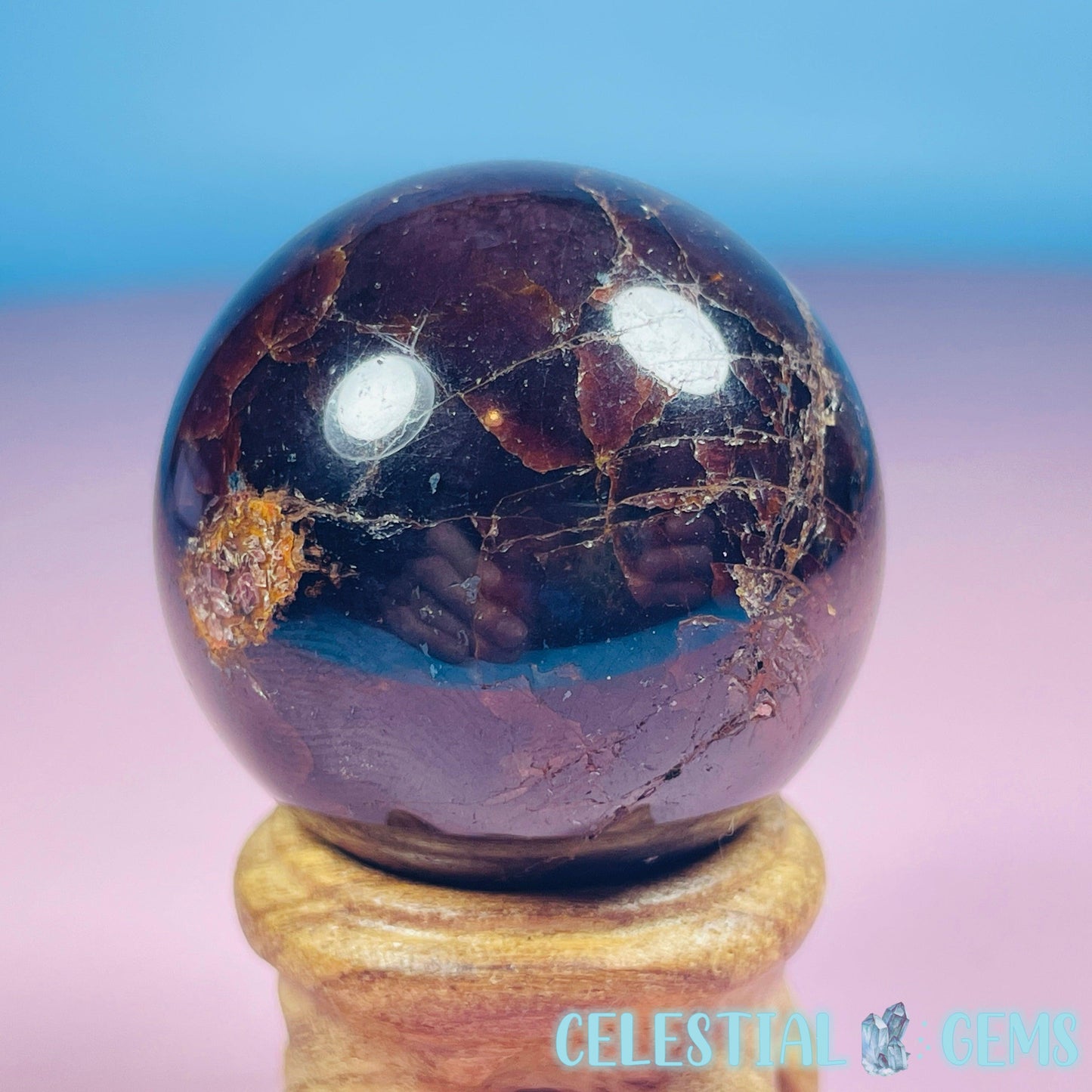 Asteriated Almandine 'Star Flash' Garnet Medium Sphere (Video)