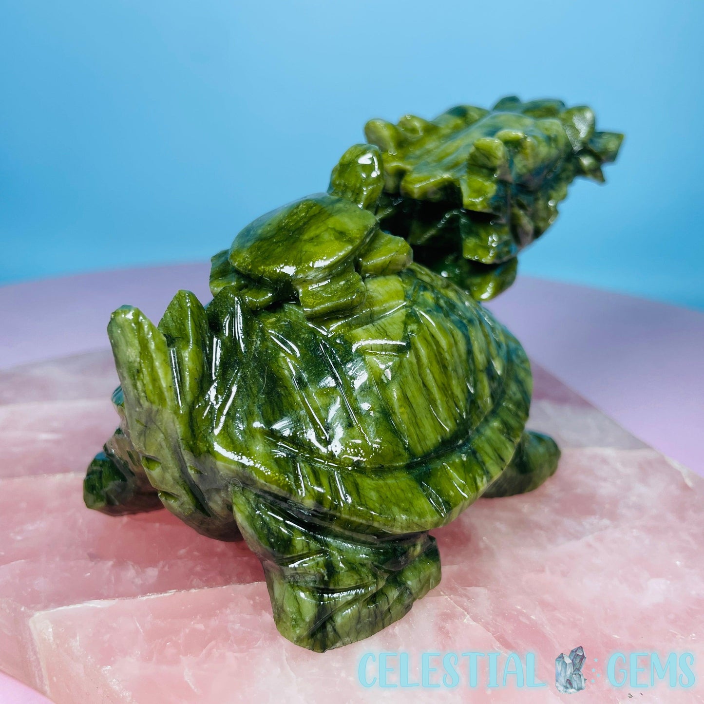 Green Jade 'Pixiu' Dragon Turtle Medium Carving