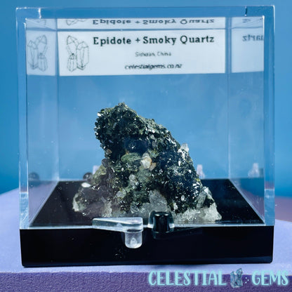 Epidote + Smoky Quartz Small Cluster Specimen