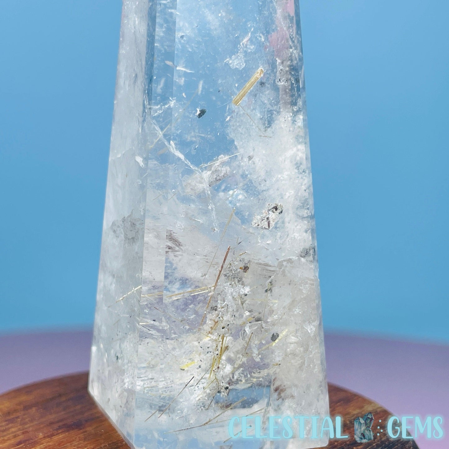 Rutilated Clear Quartz Small Obelisk Tower