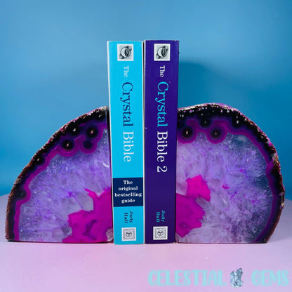 Pink Dyed Agate Large Pair of Bookends