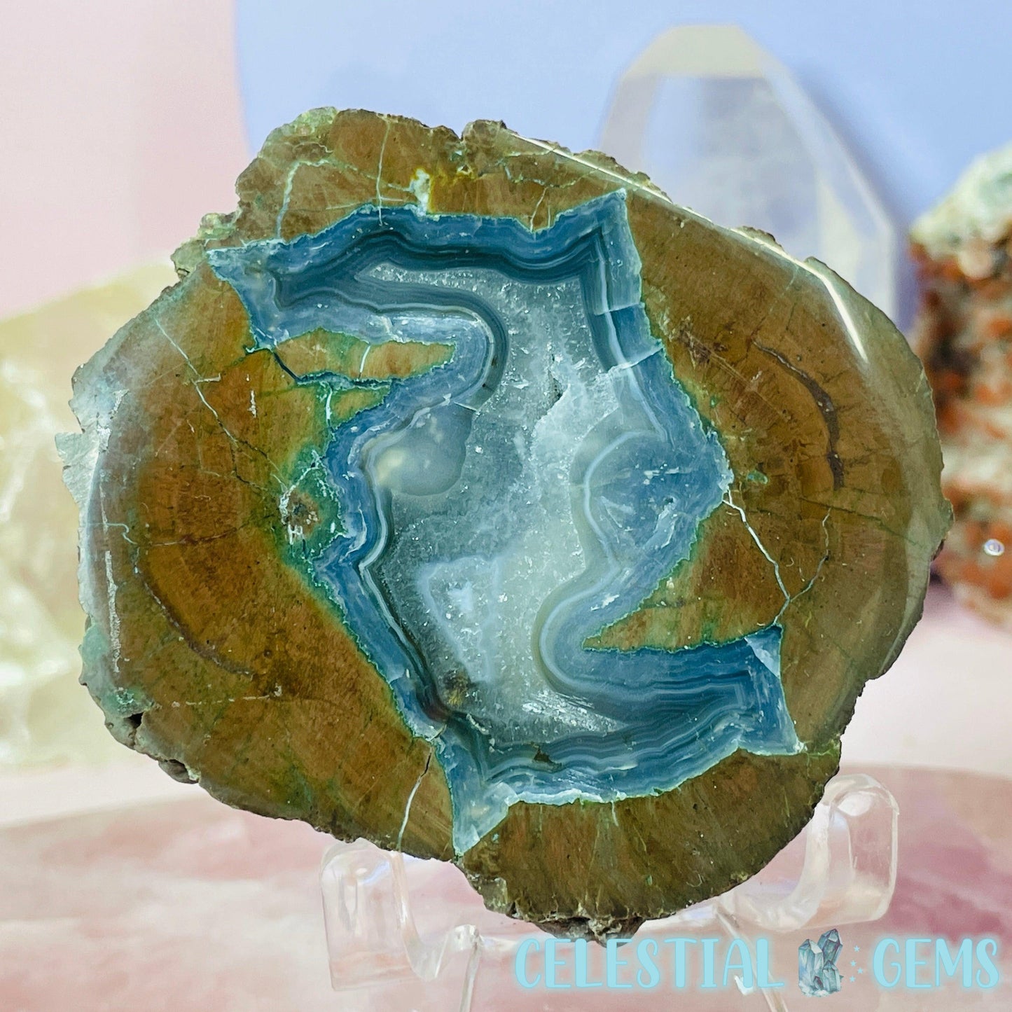 Oregon Thunder Egg Agate Half Polished Geode - Medium