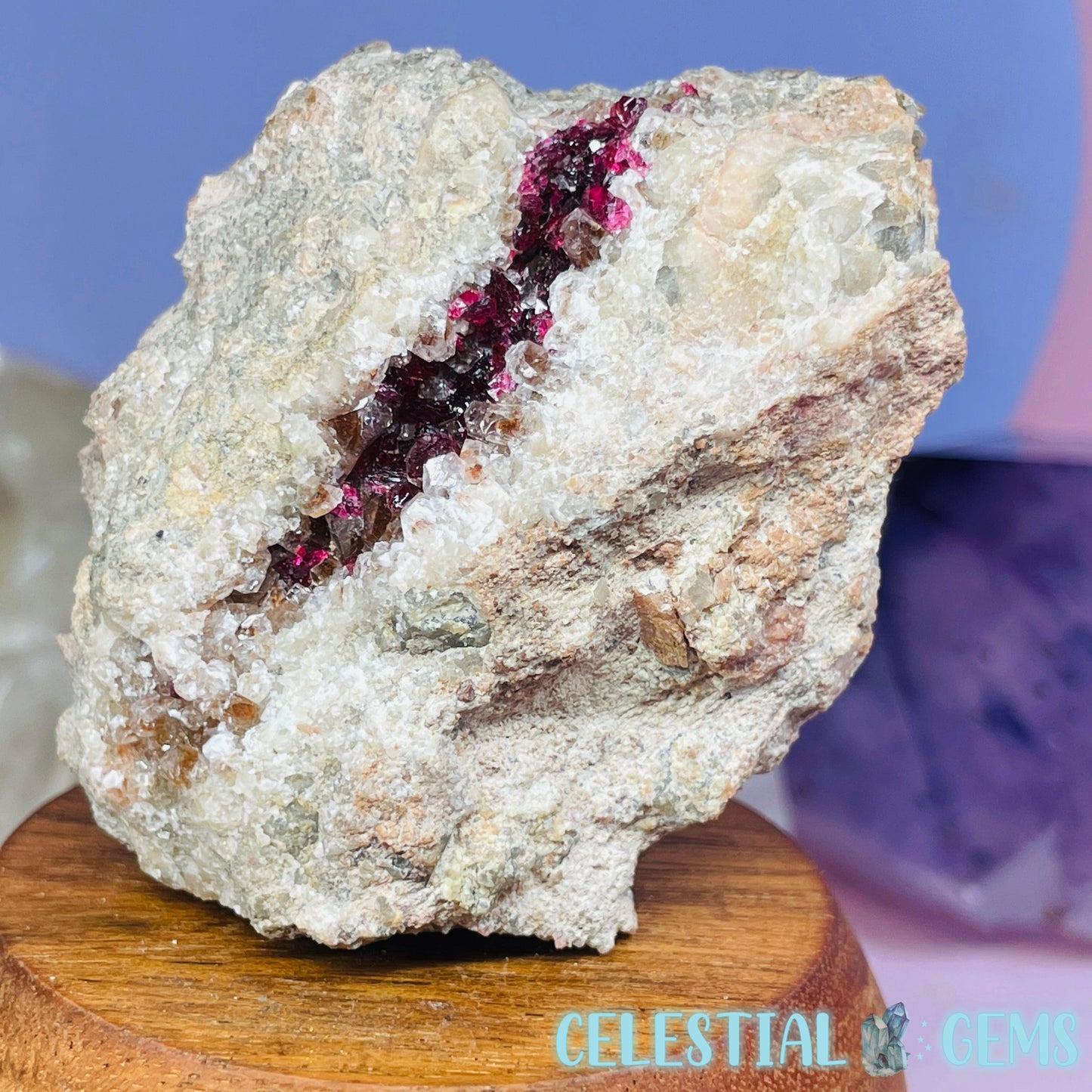 EXTREMELY RARE Bou Azzer Roselite + Calcite on Matrix Medium Specimen S