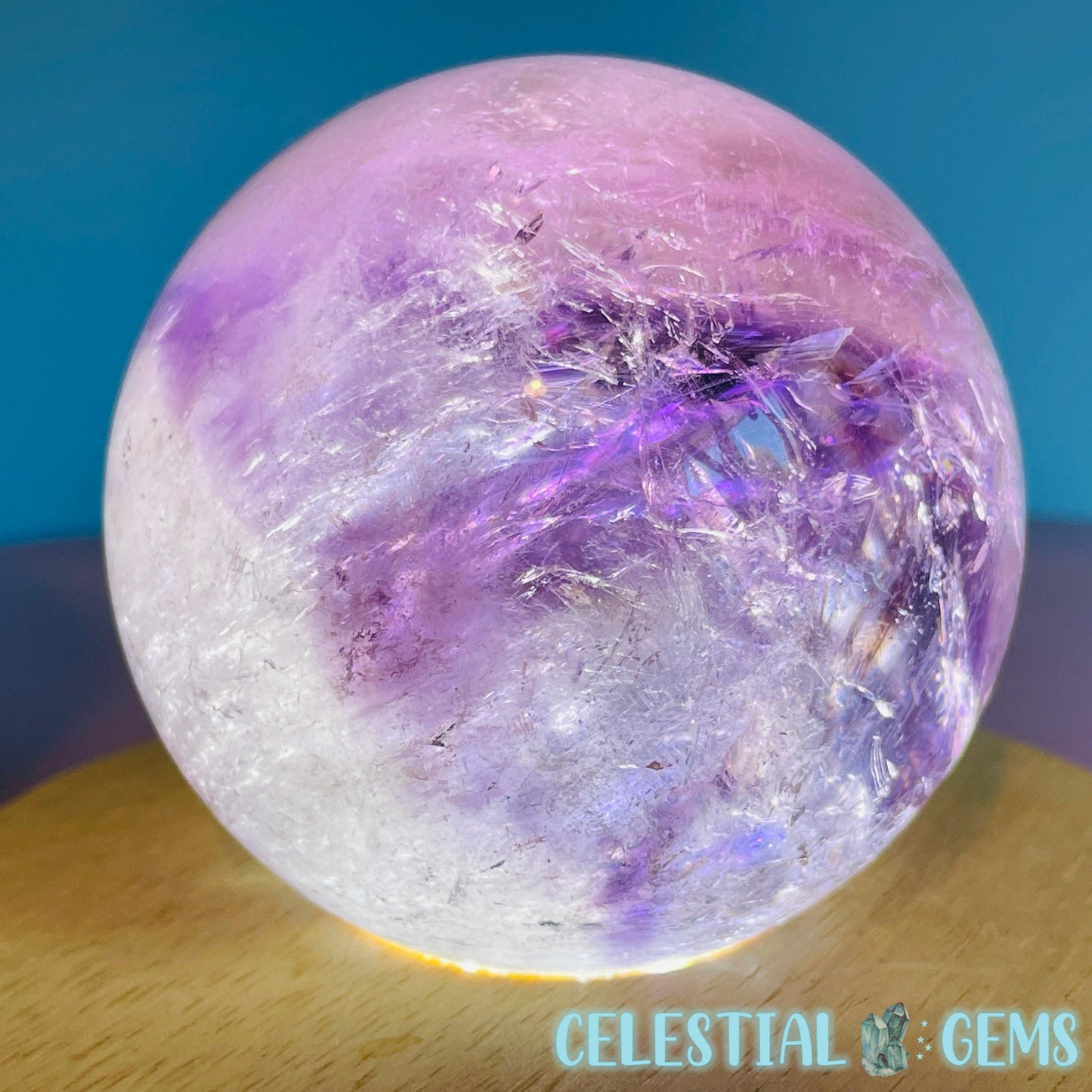 High Grade 'Trapiche' Phantom Amethyst Large Sphere (Video)