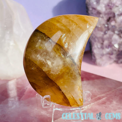 Golden Healer Quartz Moon Medium Carving