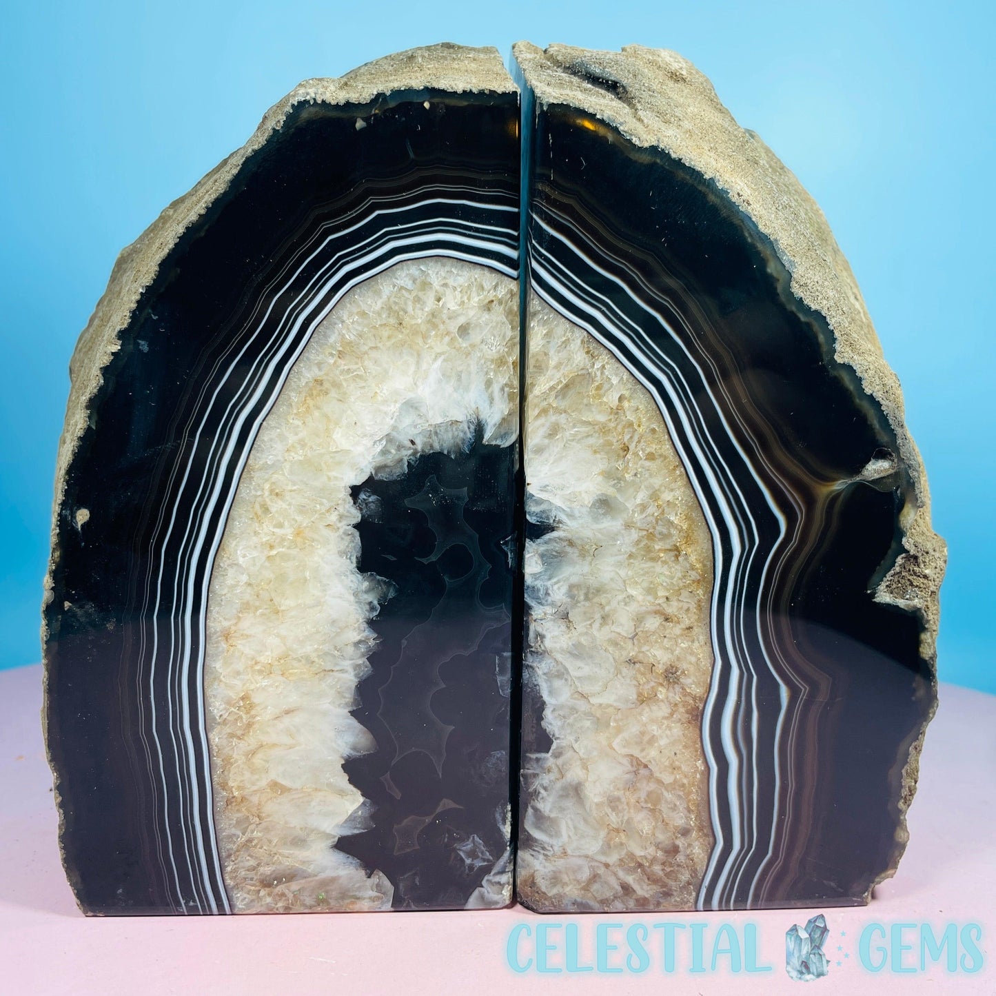 Black Agate Extra Large Pair of Bookends