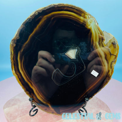 Natural Black Agate Large Polished Slice