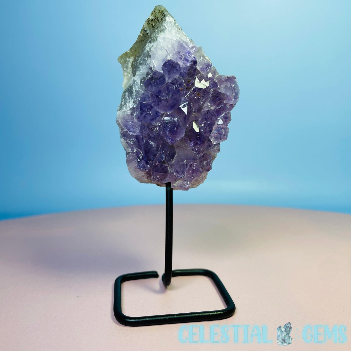 Amethyst Small Cluster on Metal Stand