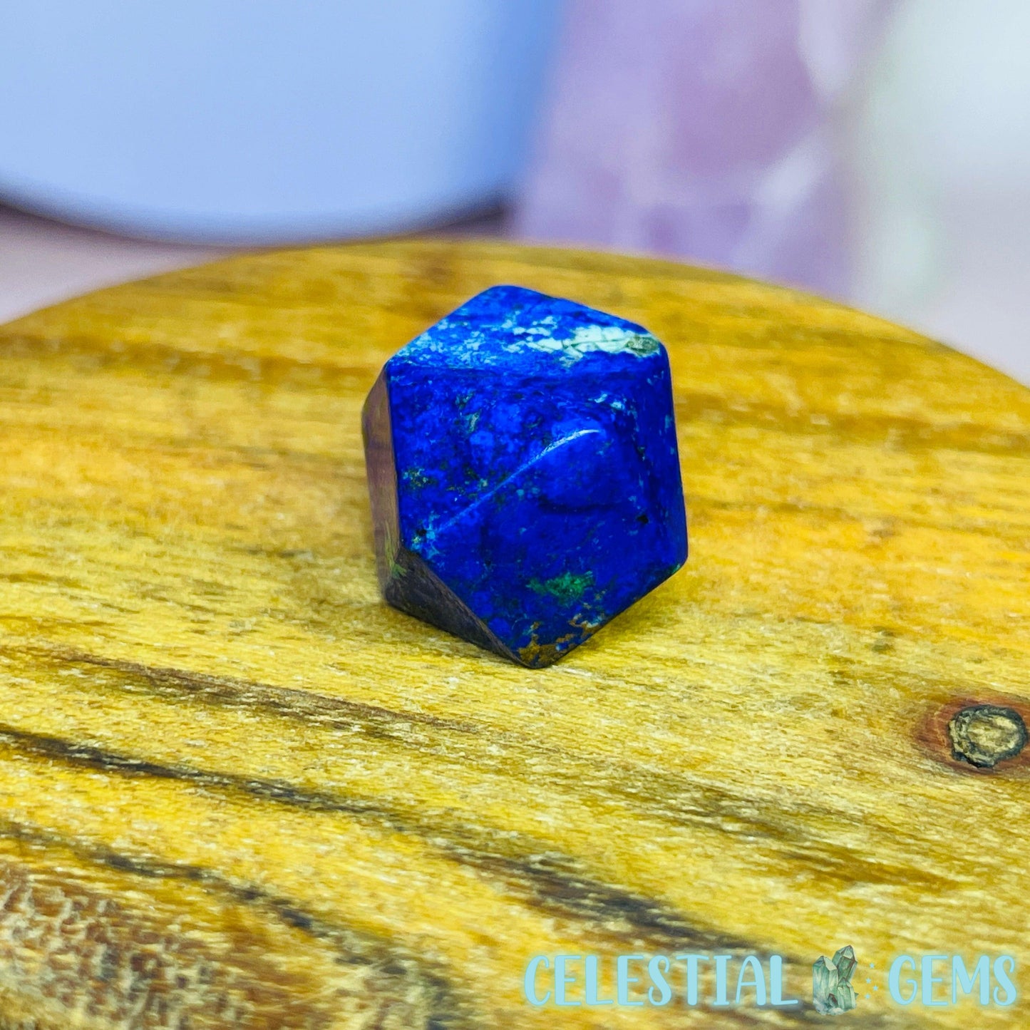 Azurite Geometric Dice Shape Mini Carving