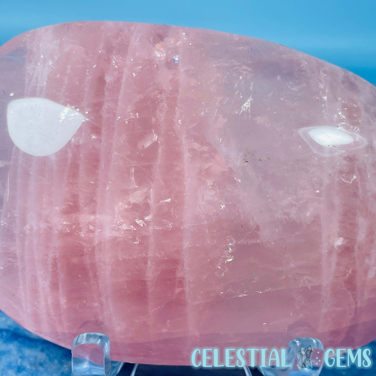 High Grade Rose Quartz + Agate Large Palmstone (Video)
