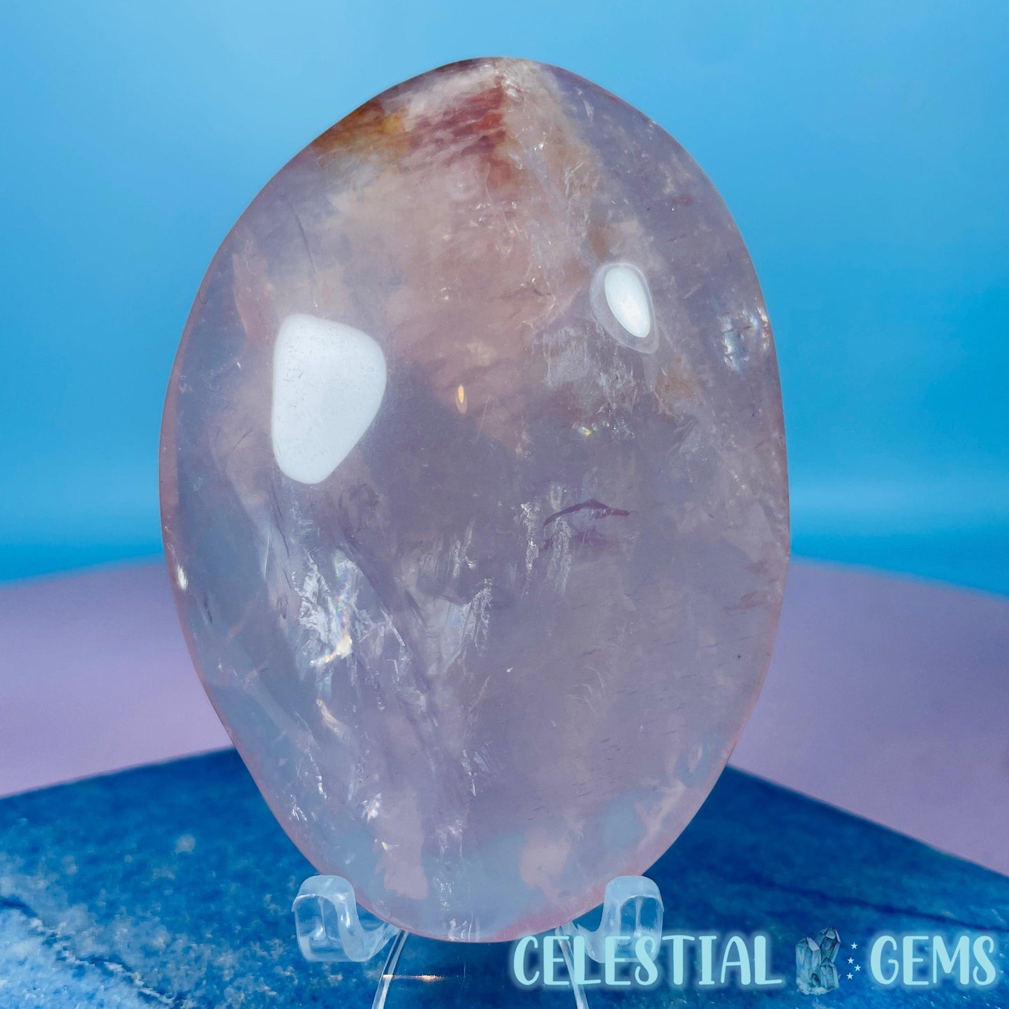 High Grade Rose Quartz + Agate Palmstone (Video)