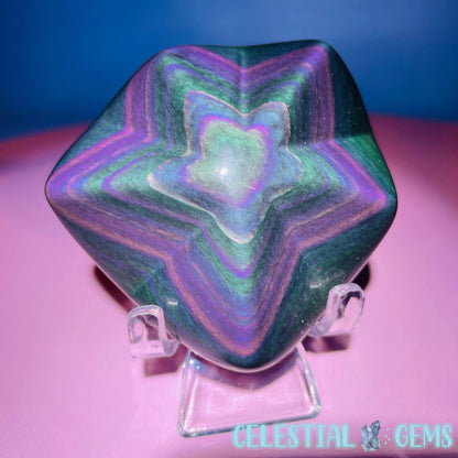 Rainbow Obsidian Star Medium Carving (Video)