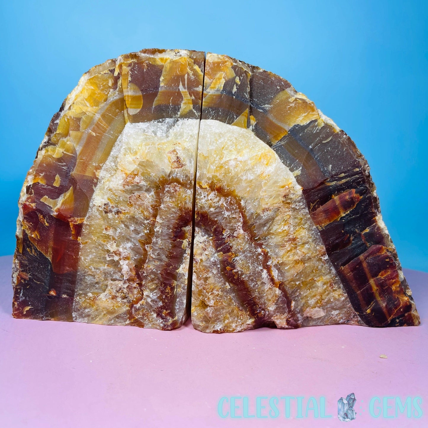 Natural Agate Large Pair of Bookends