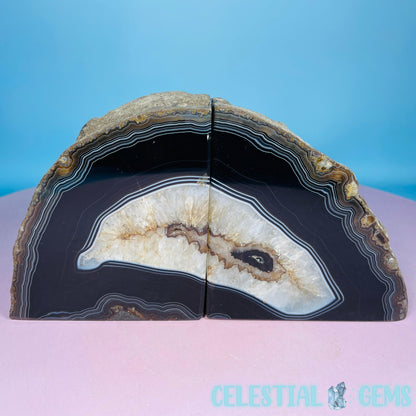 Black Agate Large Pair of Bookends