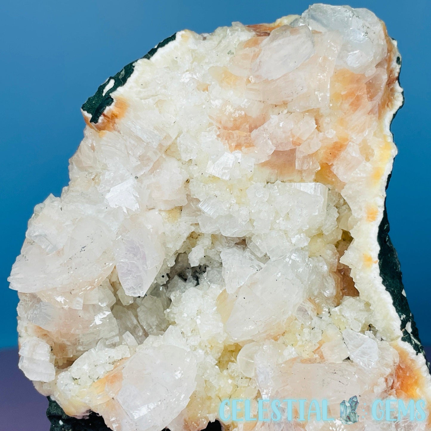 Peach Heulandite Cluster Geode Standing Medium Freeform