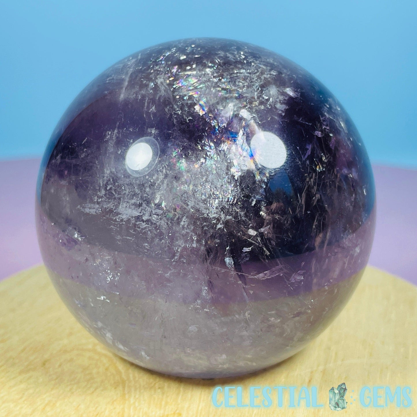 High Grade 'Trapiche' Phantom Amethyst Medium Sphere (Video)