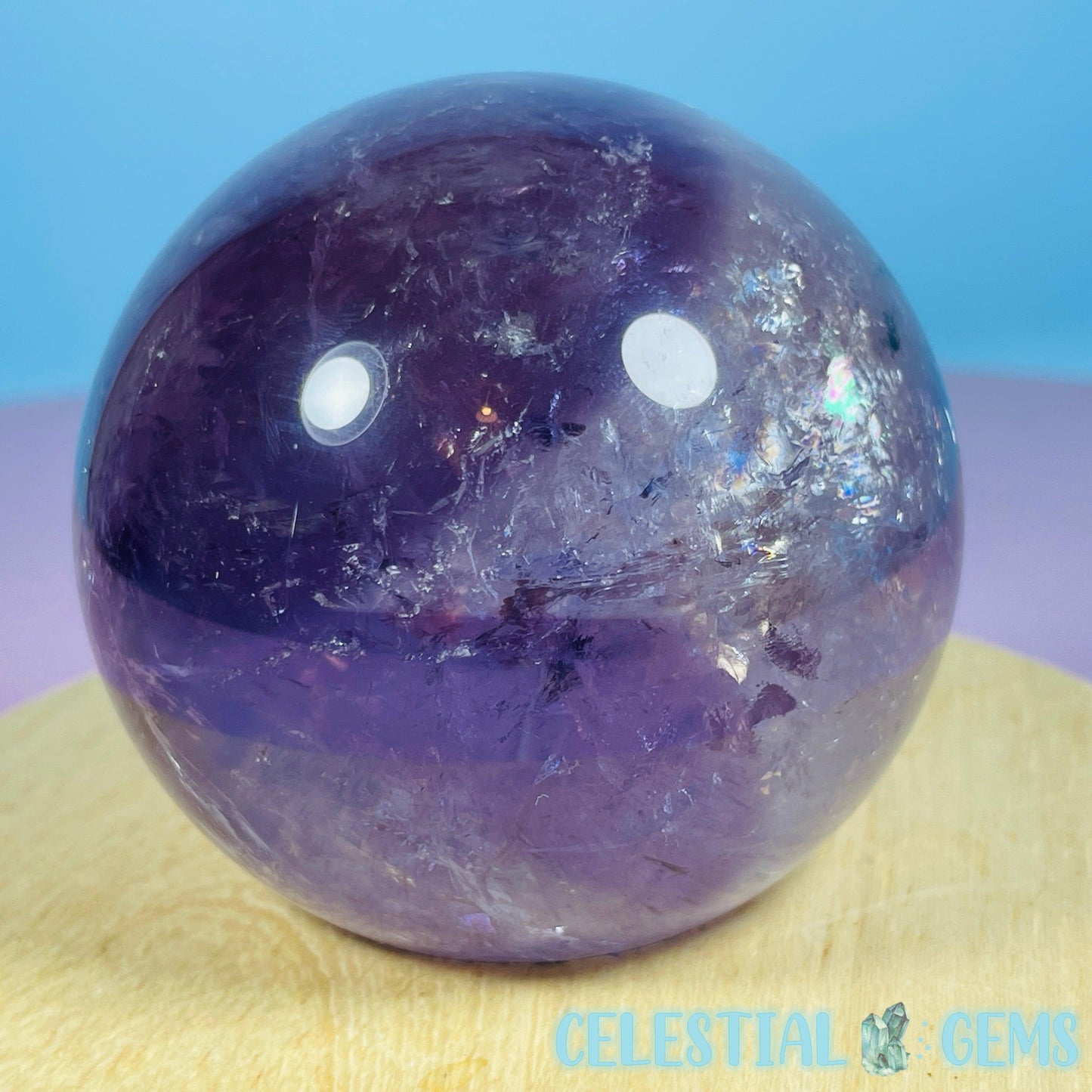 High Grade 'Trapiche' Phantom Amethyst Medium Sphere (Video)