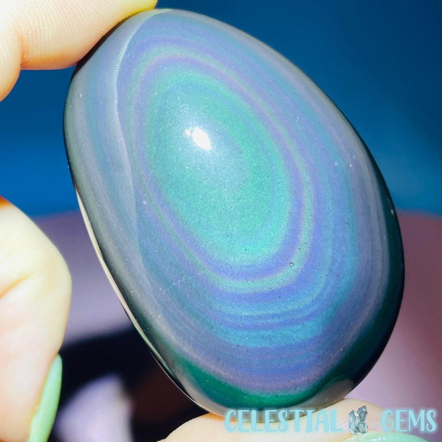 Rainbow Obsidian Palmstone (Video)