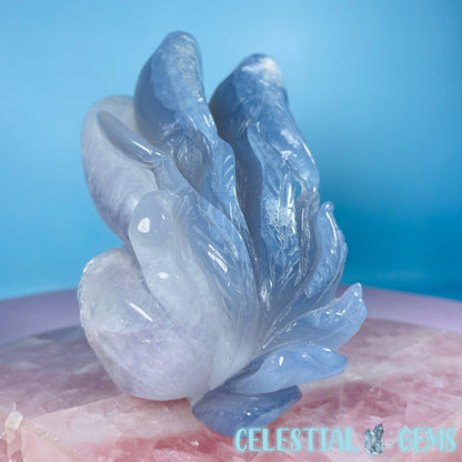 Blue Agate + Amethyst Triple Dolphin Large Carving