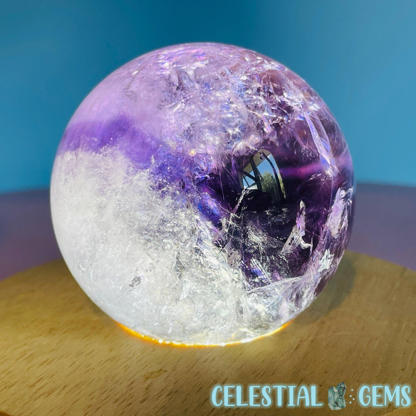 High Grade 'Trapiche' Phantom Amethyst Medium Sphere (Video)